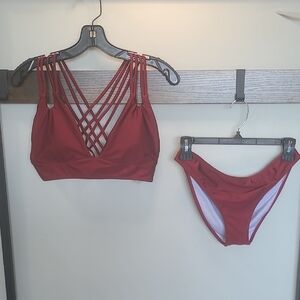 Cupshe Deep Red Bikini Set